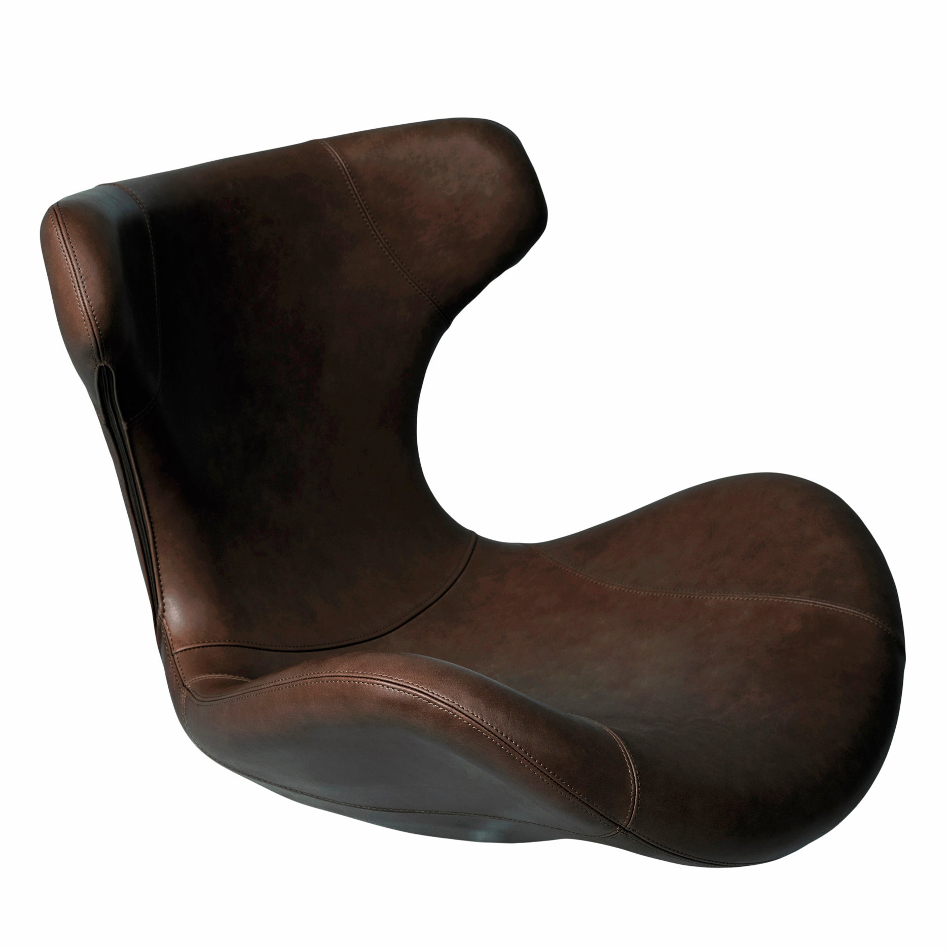 Kato Loungesessel Leder m. schwarzen Drehsockel
